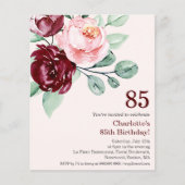 Bourgogne Bloemen 85e Begroting Verjaardag Uitnodi (Voorkant)
