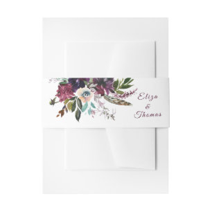 Bourgogne Bloemen Boeket Uitnodiging Buik Band Uitnodigingen Wikkel