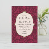 Bourgogne  Bloemen Bruids Douche Uitnodiging (Staand voorkant)