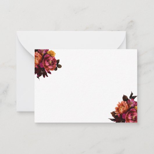 Bourgogne bloemen bruiloft reactie RSVP Notitiekaartje (Achterkant)