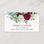 Bourgogne Bloemen Bruiloft Registry Invoegen Kaart (Voorkant)