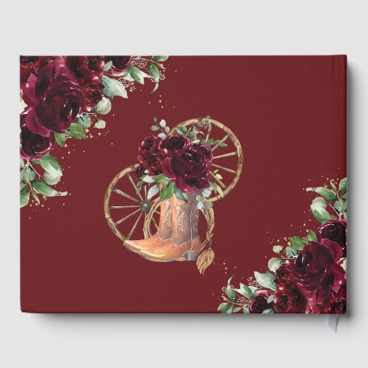 Bourgogne Bloemen Charro Cowboy Boots Quinceanera Gastenboek (Achterkant)