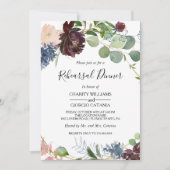 Bourgogne Bloemen en groen repetitie diner Kaart (Voorkant)