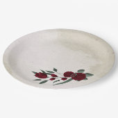 Bourgogne bloemen groen papieren bordje (Gekanteld)