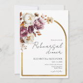 Bourgogne Bloemen Herfst bruiloft repetitie diner Kaart (Voorkant)