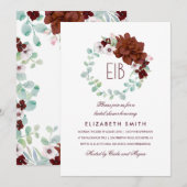 Bourgogne Bloemen Krans Elegant Vrijgezellenfeest Kaart (Voorkant / Achterkant)