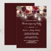 Bourgogne Bloemen Lights Housewarming Party Kaart (Voorkant / Achterkant)