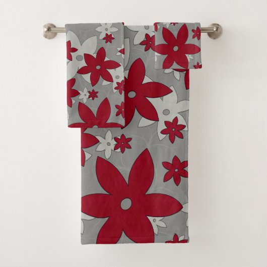 Bourgogne bloemen op lichtgrijs en wijnstokken bad handdoek (Insitu)
