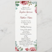 Bourgogne Bloemen Roos Foliage Trouwprogramma's Programma (Voorkant)