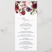 Bourgogne bloemen, roze bloemen, groen, huwelijk menu (Voorkant)