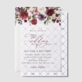 Bourgogne bloemen, roze bloemen, groen, huwelijk vellum uitnodigingen (Offset (Uitnodiging))