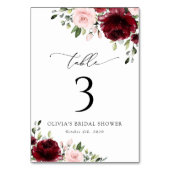 Bourgogne bloemen, roze bloemen, tabelnummers kaart (Voorkant)