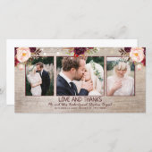 Bourgogne Bloemen Rustiek Land Bruiloft Bedankkaart (Voorkant / Achterkant)