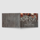 Bourgogne Bloemen Rustieke String Lights Hout Gastenboek (Volledig)