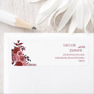 Bourgogne Bloemen Trouwadres Etiket