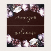 Bourgogne Bloemen Trouwmaaltijd Plaatsing Kaart (Buitenkant ongevouwen)