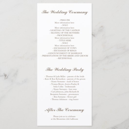  Bourgogne Bloemen Trouwprogramma's Programma (Achterkant)