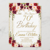 Bourgogne Bloemen Verrassing 70e Verjaardag Kaart (Voorkant / Achterkant)