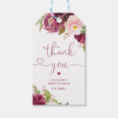 Bourgogne bloemenherfst baby shower dank u cadeaulabel (Voorkant)