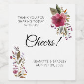 Bourgogne Bloemenjuichen Dank u bruiloft Wijn Etiket (Enkel label)