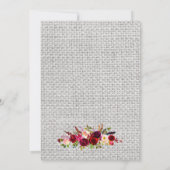 Bourgogne bloemenmetselaar pot baby shower uitnodi kaart (Achterkant)