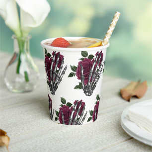 Bourgogne Bloemenskelet Hand Gotisch Papieren Bekers