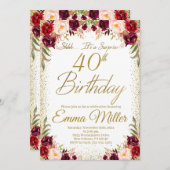 Bourgogne Bloemenverrassing 40e verjaardag Kaart (Voorkant / Achterkant)