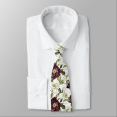 Bourgogne bloemmotief stropdas (Gebonden)