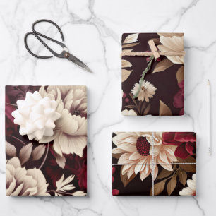 Bourgogne Bloom Bloemen Inpakpapier Vel