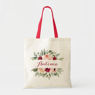 Bourgogne Blush Bloemen groen Tote Bag