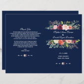 Bourgogne Blush Bloemen Lijst Donkerblauw Programm (Voorkant / Achterkant)