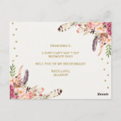 Bourgogne Blush Boho Floral Be My Bridesmaid Kaart (Achterkant)