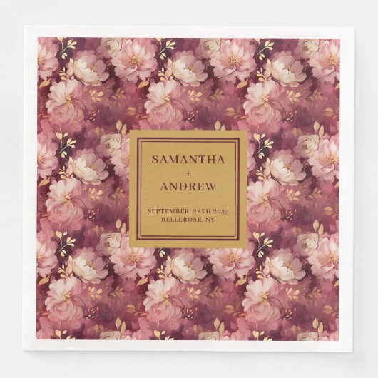 Bourgogne Blush en Goud Boho Trouwdoek Servetten (Voorkant)