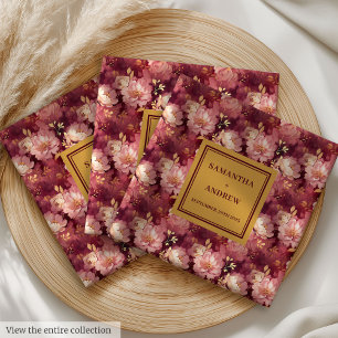 Bourgogne Blush en Goud Boho Trouwdoek Servetten