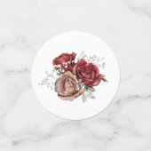 Bourgogne, Blush en White Roses Wedding Table Confetti (Kleine voorkant)