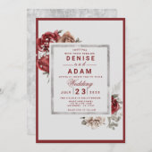 Bourgogne, Blush, Faire-part de mariage de Roses B (Devant / Derrière)