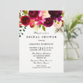 Bourgogne Blush Fleurs Invitation Douche nuptiale (Debout devant)