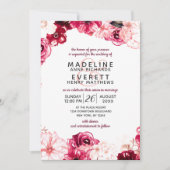 Bourgogne & Blush Floral Border Wedding Invitation (Devant)