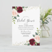 Bourgogne Blush Floral Bridal Show Invitation (Debout devant)