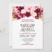 Bourgogne & Blush Floral Drop Wedding Invitations (Devant)