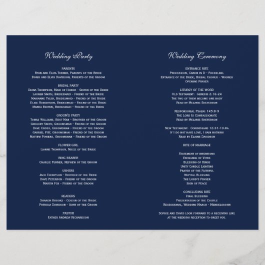 Bourgogne Blush Floral Frame Dark Blue Programme (Dos)