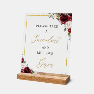 Bourgogne Blush Floral Succulent Favoriser l'amour