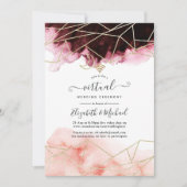Bourgogne & Blush Geometric Online Virtual Weddens Kaart (Voorkant)