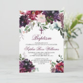 Bourgogne Blush Girl Baptême Invitation (Debout devant)