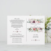 Bourgogne Blush Ivoor Bloemen Lijst Trouwprogramma (Staand voorkant)