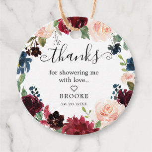 Bourgogne Blush Navy Bloesem Vrijgezellenfeest Bedankjes Labels