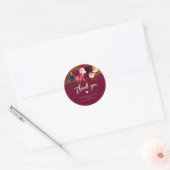 Bourgogne Blush Navy Flowers|Dank u|DIY Backbrand Ronde Sticker (Envelop)