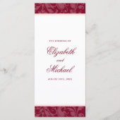 Bourgogne Blush Pink Damask Swirl Wedding Program Programma (Voorkant)