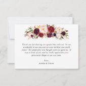 Bourgogne Blush rose Mariage Carte de remerciement (Dos)