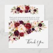 Bourgogne Blush rose Mariage Carte de remerciement (Devant / Derrière)